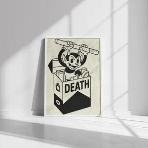 Retro Cartoon Devil Poster Fun Vintage style Cigarette Box Print Fun Character Wall Art Playful Pop Art Decor