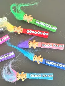 CHEER PINS! 4" Inch Cheer/Spirit Pins for Athletes - Set of 10 Decorated with Trolls & "Here We Go!" Phrase - Cute and Fun for Pinning Other Athletes