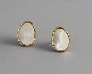 White Shell Stone Studs