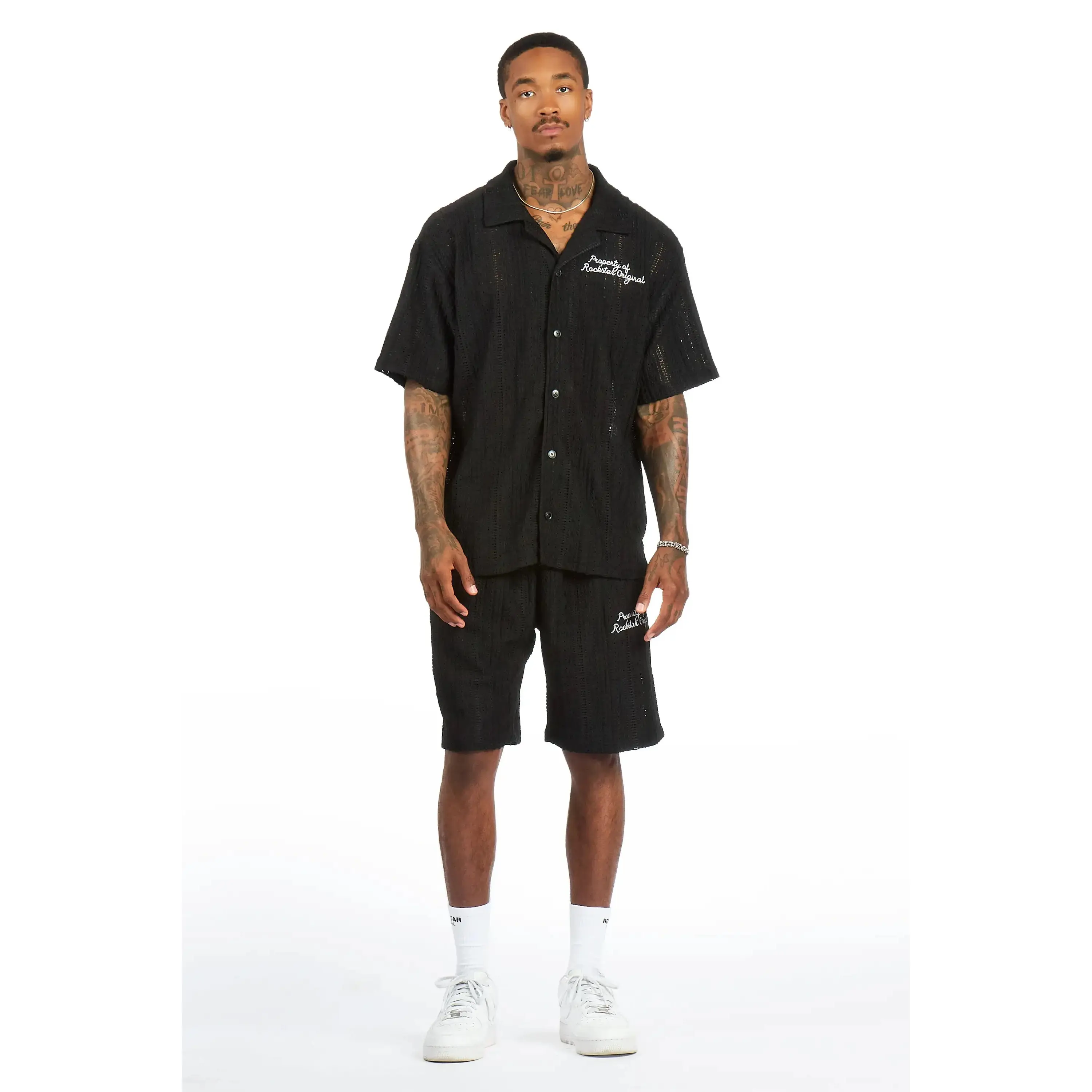 Zyaire Black Button Down Shirt/Short Set