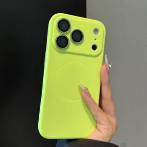 Fingerprint-Resistant Ultra-Thin Magnetic Phone Case for iPhone 17/16/15/14/13/12/11 Pro Max Dopamine Color 16/15 Plus with Lens Protector & Shock-Resistant Design