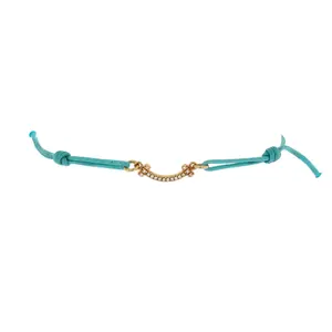 Pre-owned Tiffany & Co. T Smile Chain Bracelet Cord and 18K Yellow Gold with Diamonds Mini by Rebag