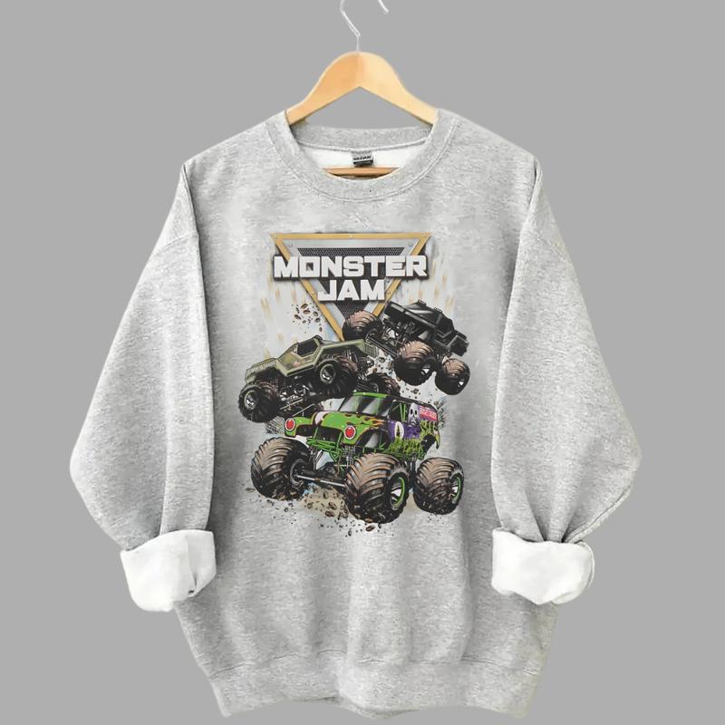 Monster Jam Sweatshirt, Grave Digger Motorsports Merch, Vintage Monster Truck, Retro Off-Road Racing Outfits, High-Octane Thrill-Seeker Lifestyle Wear