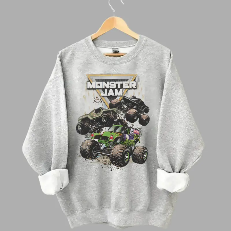 Monster Jam Sweatshirt, Grave Digger Motorsports Merch, Vintage Monster Truck, Retro Off-Road Racing Outfits, High-Octane Thrill-Seeker Lifestyle Wear