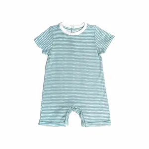 Norani Organic Snap Romper in Green Stripes - Versatile Design for Everyday Wear