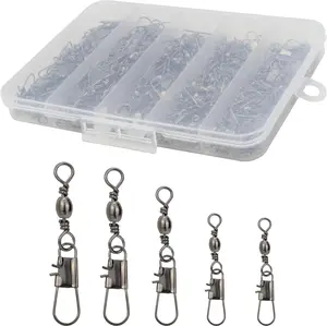 Fishing Swivels Snap Swivels 210pcs Barrel Swivels with Snaps, Fishing Swivels Saltwater Freshwater Snap Connector