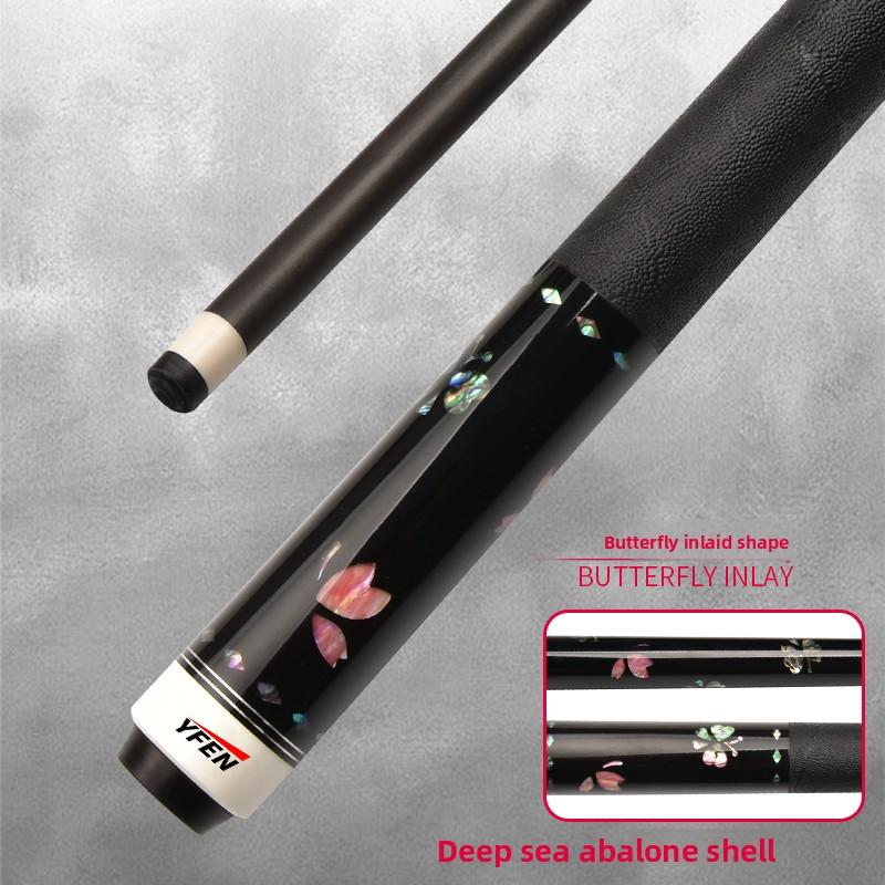 Carbon-Fiber Pool Cue LD Shaft with 1/2 Joint for Spin Control - Heavy-Duty Black Shell Inlaid Leather Grip, Water-Resistant & Splice-Proof Tip (11.8mm) w/ Extension - Professional Billiard Cue Stick