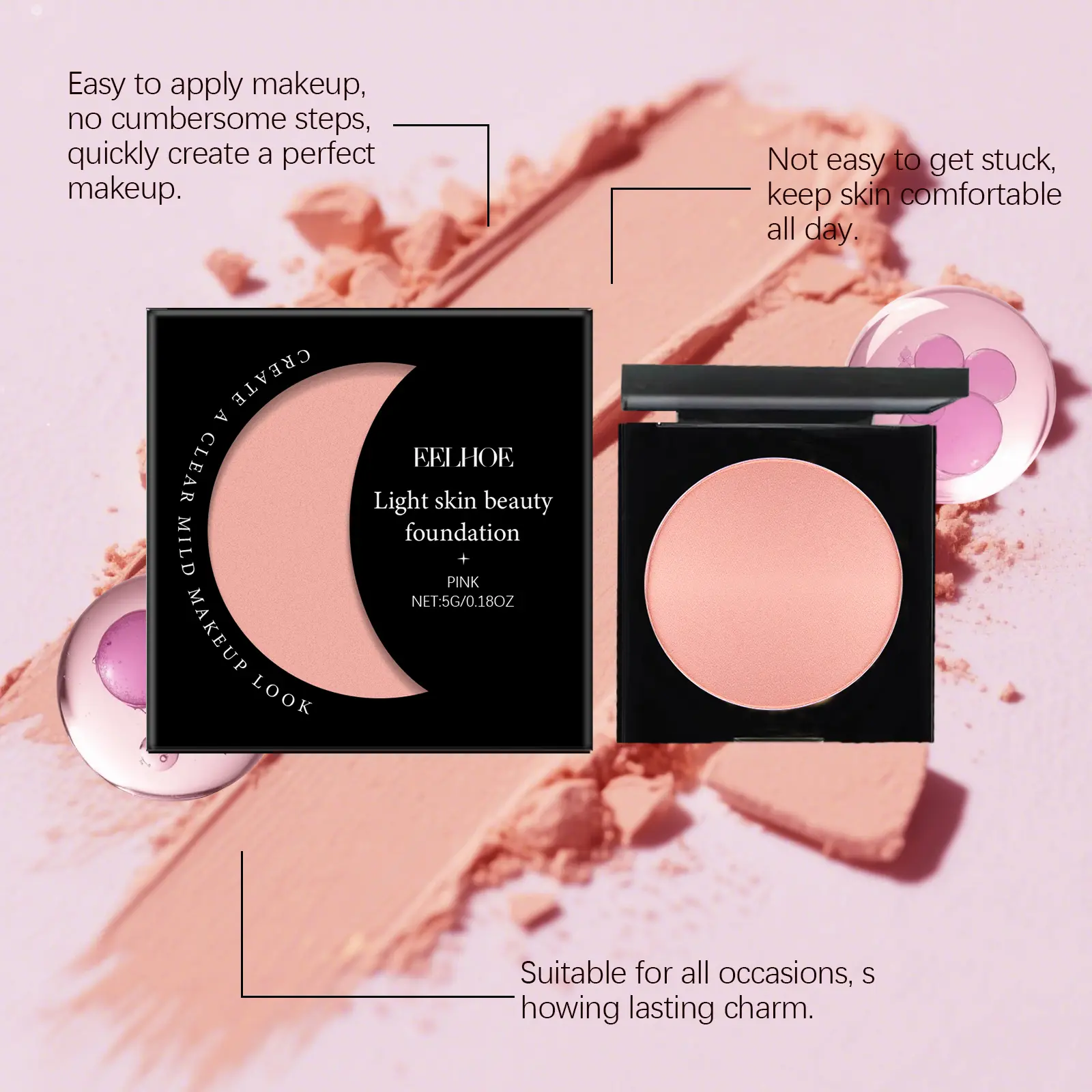Hyaluronic Pink Concealer Foundation Cream - Lightweight, Hydrating, Translucent, Flawless Finish, Suitable for Oily/Dry Skin Makeup Product