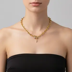 The MiNiT Shop | Urban Link Chain | Elegant Geometric Titanium Steel Copper Cuban Link Chain Curb Chain Necklace