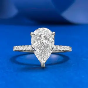 S925 Sterling Silver 3 Carat Pear Shaped Ice Flower Cut Ring 7*11mm 8A Cubic Zirconia Ring fashion jewelry accessory woman girl promise ring Springtok-216(50%)