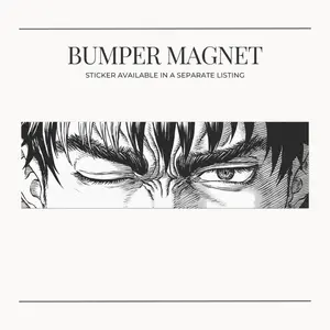 BUMPER MAGNET Anime-Inspired Berserk Guts Manga Car Bumper Magnets - Perfect for Anime Fans, Custom Vehicle Decor, Gifts, Collectibles, Manga Fans