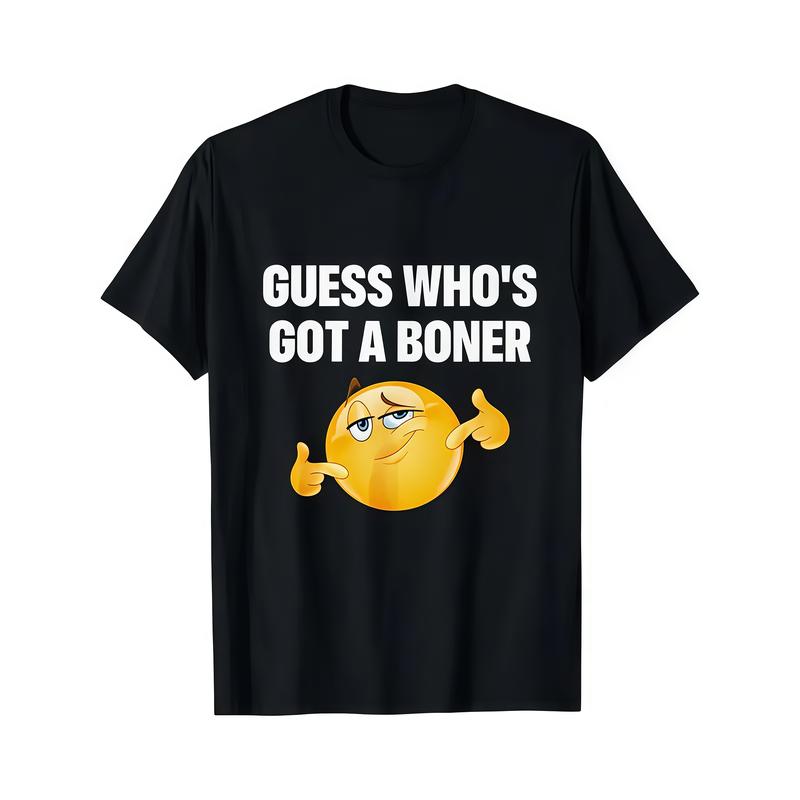 T Shirt Black Guess Whos  Emoji Graphic Humor Casual Wear For Men And Women Fun Party OutfitFashion Unisex T-shirts S-3XL Shortsleeve Crewneck