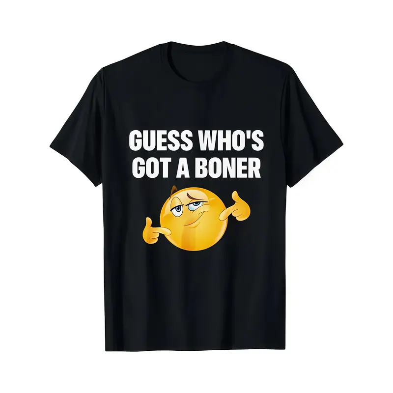 T Shirt Black Guess Whos  Emoji Graphic Humor Casual Wear For Men And Women Fun Party OutfitFashion Unisex T-shirts S-3XL Shortsleeve Crewneck