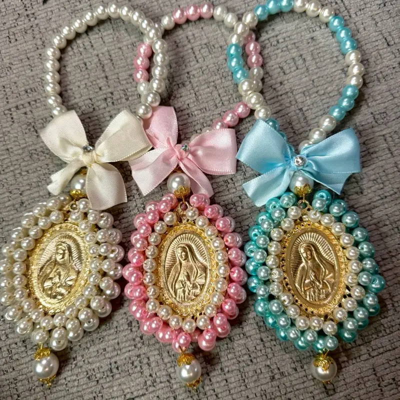 Pearl Blessing whit Our Lady of Guadalupe Medal/ 3 colors