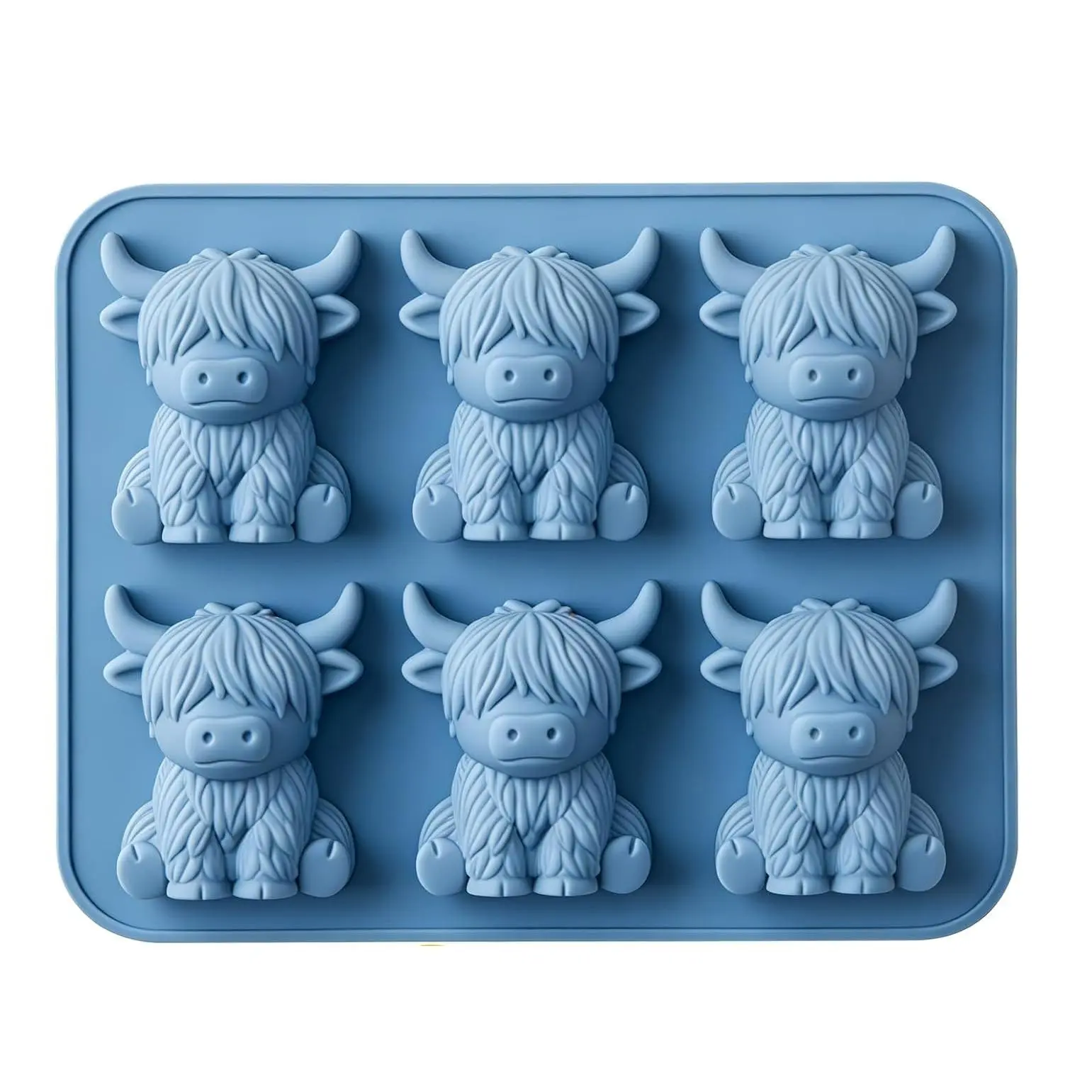 3D Highland Cow Ice Cube Mold & Silicone Treat Tray - 6-Cavity Slow-Melting Ice for Coffee & Whiskey - Healthy DIY Yogurt & Chocolate Maker for Kids - Cute Animal Gift for Cow Lovers #SummerEssentials