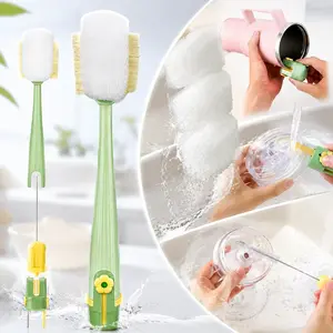5-in-1 Multifunctional Bottle&Straw Cleaning Brush, Innovative Foaming Bottle Brush Kit, Handheld Cleaning Tool for Baby Bottles, Nipples, Straws, Cups and Breast Pumps