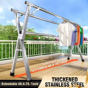 Retractable & Foldable Clothes Drying Rack, Heavy Duty Stainless Steel Garment Hanger, Indoor Outdoor Durable Laundry Dryer