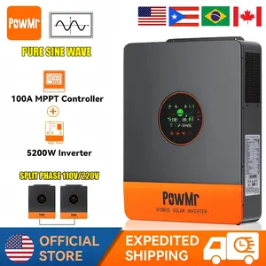 PowMr 5KW 48V Hybrid Solar Inverter 110V 220V(Need In Parallel) Split Phase Off Grid 100A MPPT Controller In Parallel Max PV 500V For Flooded Lead-acid Vented Sealed Gel NiCd Lithium Battery