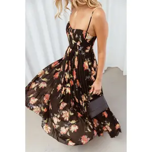Achanti Pleated Maxi Dress - Black Multi