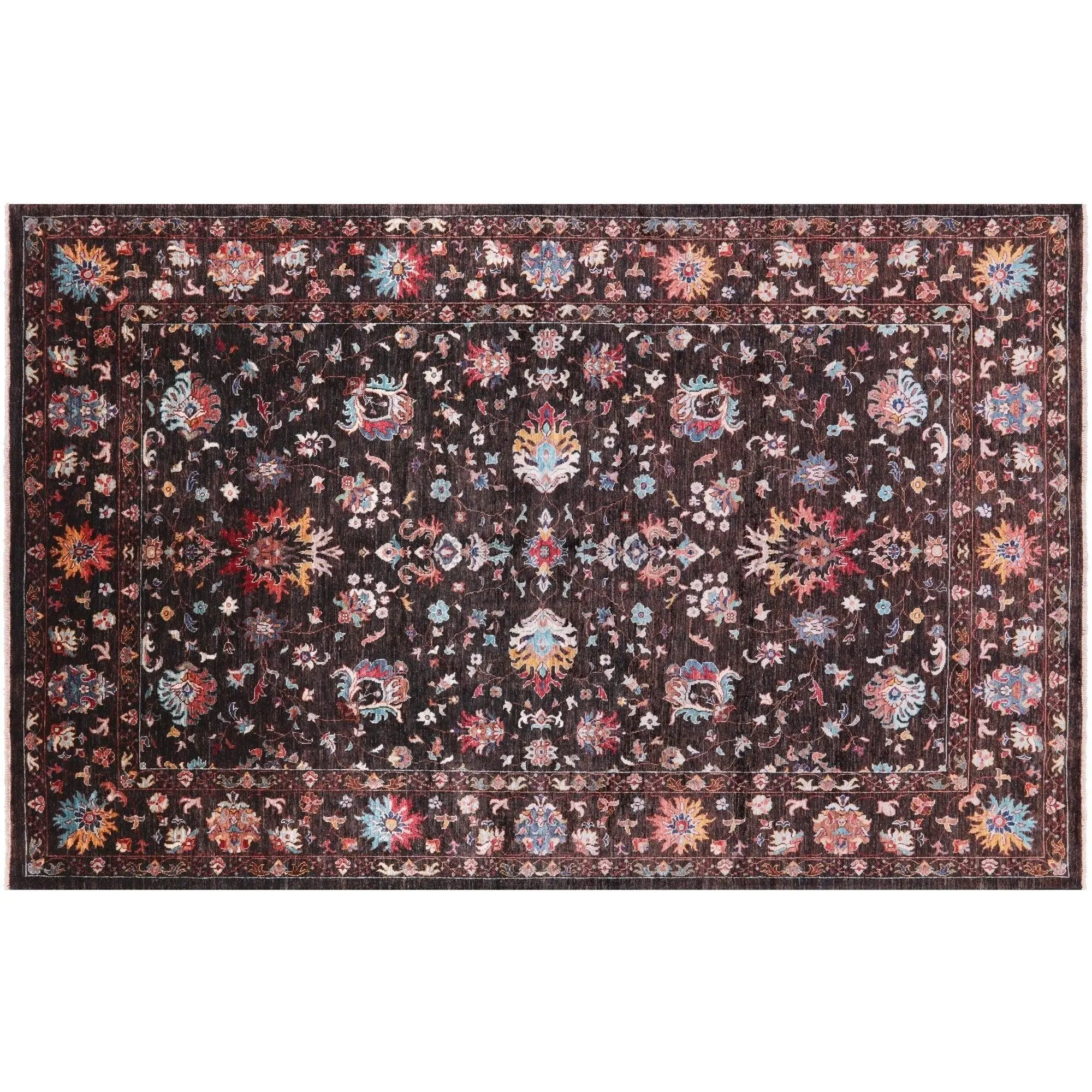 Brown Persian Tabriz Handmade Wool Rug 6' 7" X 10' 5" - Q20600