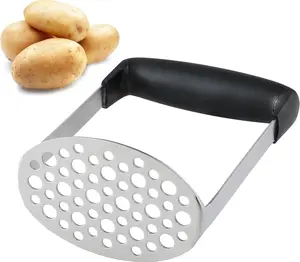 Stainless Steel Potato Masher with Ergonomic PP Handle, Multi-Functional Kitchen Tool for Mashed Potatoes, Guacamole, Fruits, Avocado, Beans & More, Dishwasher Safe