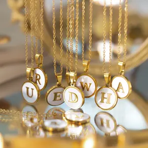MDFUN Viral A-Z Initial Shell Necklace for Women  18K Golden Plated Brass Pendant Jewelry  Quiet Luxury Trend