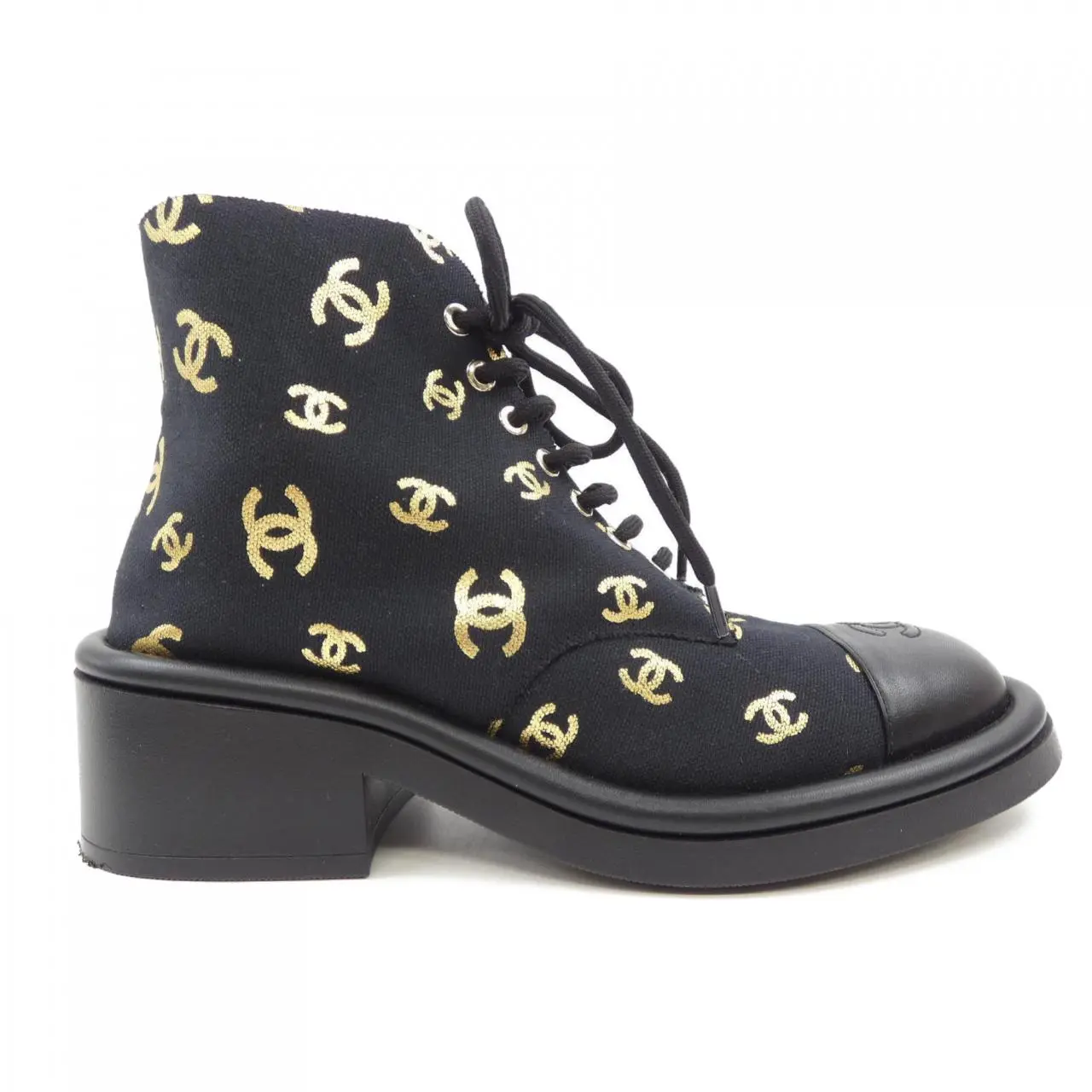 Pre-owned CHANEL Lambskin Small Leather Goods G39093Y56084 Print Fabric Shearling Boots