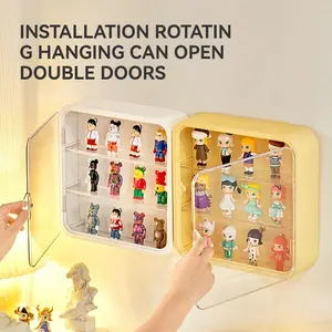 Magnetic Display Case for Pop Mart Figures – Dust-Proof Acrylic Showcase with Curved Top – No-Drill Wall Mount or Tabletop Storage for Lago Lebubu, Mart Pops & Collectibles – Clear Christmas Gift for Anime Fans