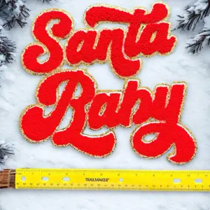 Santa Baby Sequin Fabric Iron-On Patch Cute Christmas DIY Decoration for Jackets and Dresses Hand Sewing Craft Supplies Vibrant Pink Sequined Embroidery