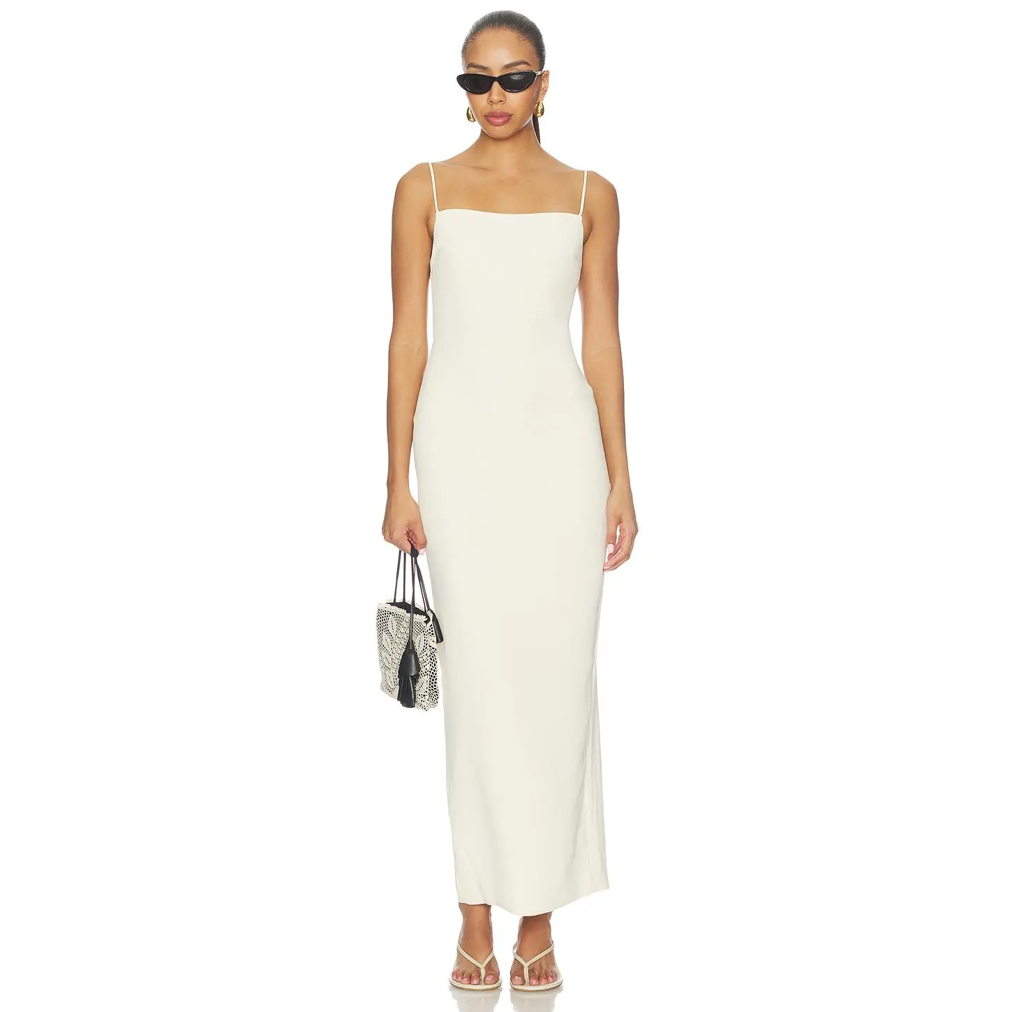 EAVES x Blake Evin Dani Polished Crepe Maxi Dress in Ivory