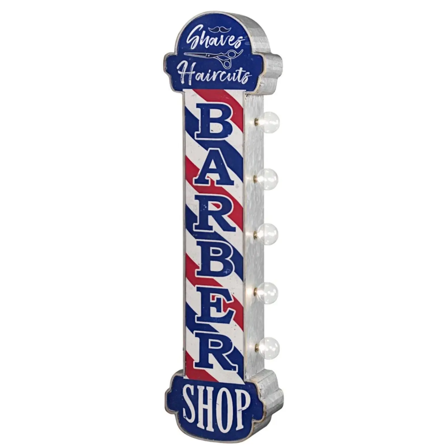 30-in Double-Sided Barber Shop LED Marquee Sign, Antique Vintage Garage Light, Distressed Retro Wall Decor Plaque for Home Display