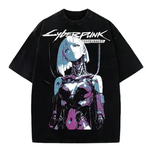 Cyberpunk Anime Girl Graphic T-Shirt, Futuristic Robot Aesthetic Tee, Neon Sci-Fi Streetwear Shirt, Techwear Outfit, Anime Style Top