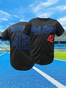 Men's Legend 42 Baseball Jersey, Casual Short Sleeve V Neck, Comfortable Breathable Embroidered Baseball Shirt,Perfect for Outdoor Sports, Training,Competition,Unisex All Seasons