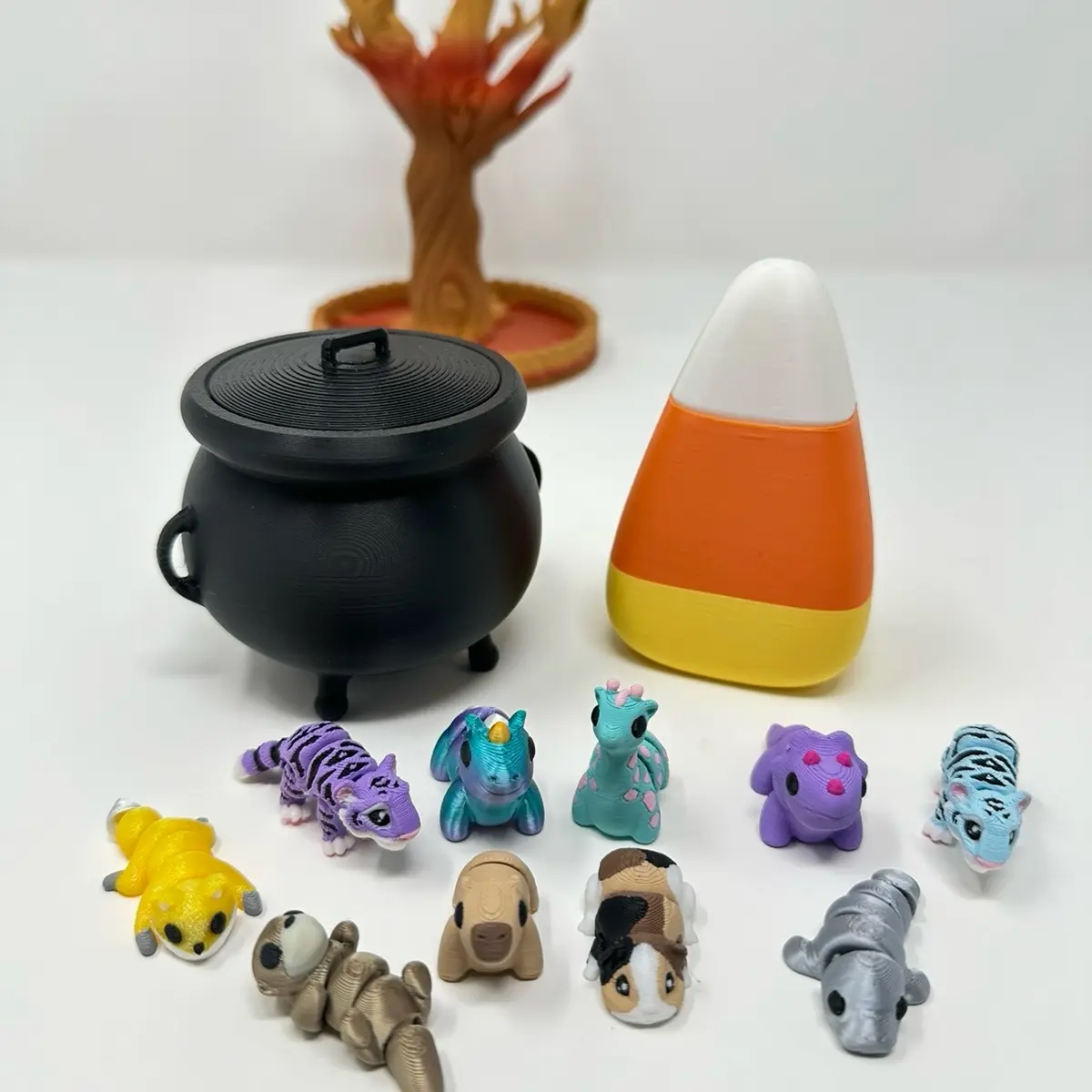 Bulk Mini Animals - 25, 50 & 100 packs - Articulating Cute Adorable Collectible Mini Animals Halloween Candy Corn Cauldron Figurines
