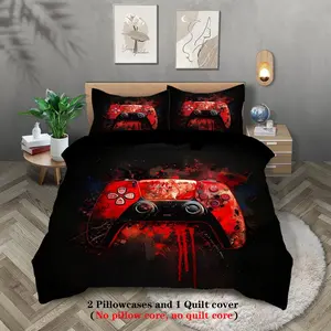 Game Controller Pattern Bedding Set, 3 Counts/set Including 1 Duvet Cover & 2 Pillowcases without Filler, Soft Comfortable Bedding Set for Home Bedroom Hotel