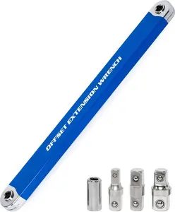 Ratchet Wrench Extender Set with 1/4" 3/8" 1/2" Drive Adapters, Universal Offset Extension Bar for Tight Spaces & Hard to Reach Areas