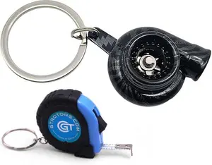Turbo Keychain Metal Spinning Turbocharger Automotive Mini Car Part Keychain Key Ring