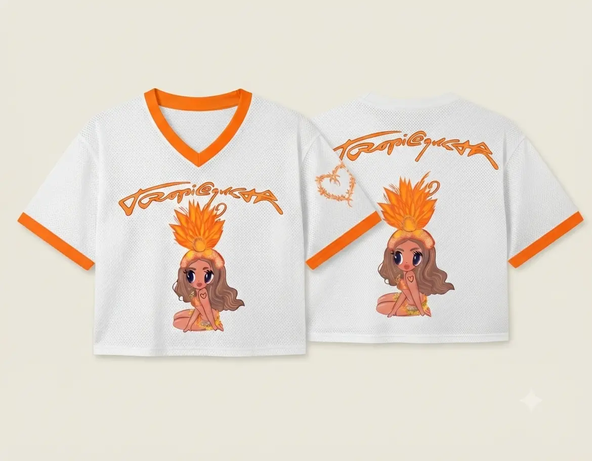 Tropicoqueta CROPTOP Jersey, Concert Outfit, Custom Name and Number Jersey - Gift For Fans