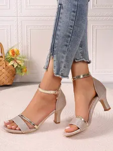 Women’s Open-Toe Heeled Sandals – Ankle Strap, Party Style