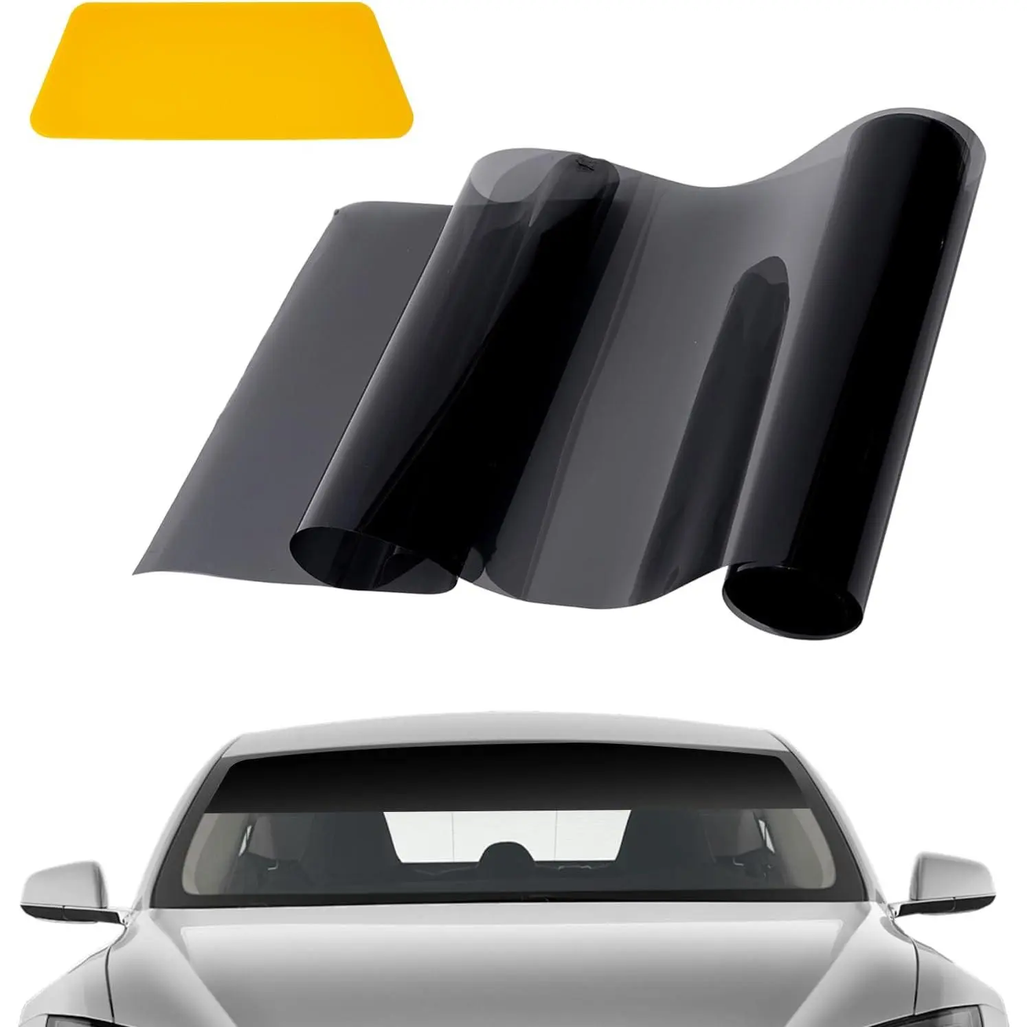 Vehicle Windshield Window Tint Film, Auto Tint Protector Film Universal Front Windshield Solar Sticker Protection Film for Sunshade (Black)