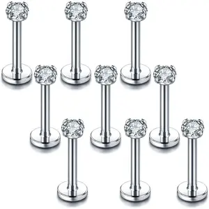 16G 18G Labret Monroe Lip Rings Nose Helix Tragus Earring Studs   9 count