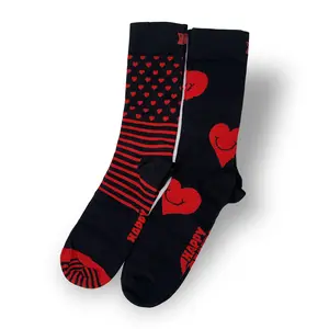 HAPPY SOCKS I Heart You Socks 2-Pack Gift Set Cozy Valentine-Ready Style Soft Crew Socks with Bold Heart Graphics & Contrast Patterns