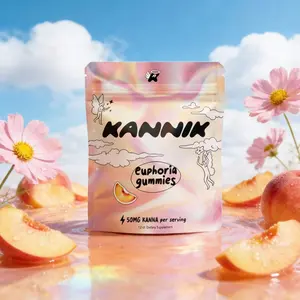 Kannik Kanna Gummies for Everyday Uplift & Social Ease (12 Gummies) with L-Theanine, Lion’s Mane + 10mg Caffeine - Peach Flavor