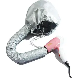 Bonnet Hair Dryer Attachment, Foldable Hair Dryer Cap, Portable Soft Hair Drying Salon Cap with Heat for Hair Treatment (Silver)