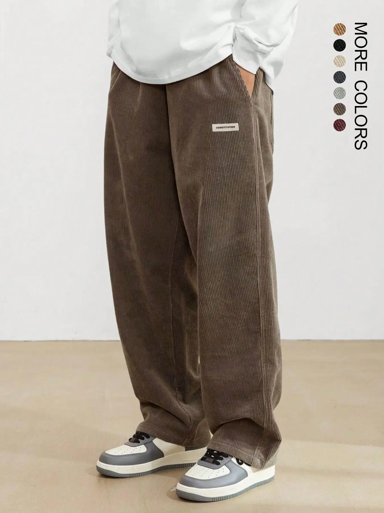 Unisex Loose Solid Patched Drawstring Waist Pants, Summer Outfits 2024, Men's Casual Comfy Straight Leg Trousers For Summer, Fashion Men's Bottoms For