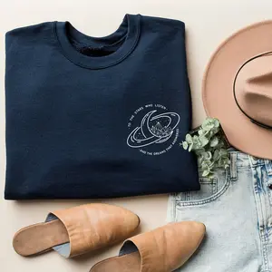 Graphic Sweatshirt for Women, Celestial Moon and Stars Print, Cozy Fall Fit, Bookish Girl Gift Idea