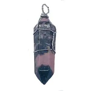 Rhodonite Wire Wrapped Point Pendants Set of 5 Compassion