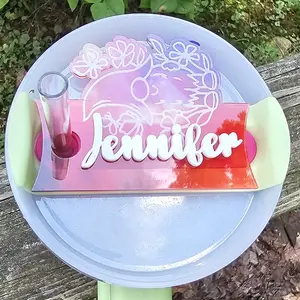 40z and 60oz Stanley Personalized Floral Gnome Toppers, Personalized Gnome Topper, Stanley Tumbler Name Plate, Topper, Personalized Accessory