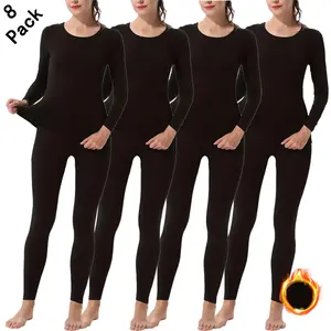 4-piece set and 8-piece set of women's high elasticity compression thermal underwear, 2 sets and 4 sets of breathable fast drying long sleeved tops and pants, outdoor leisure sports running thermal underwear, cold weather clothing, running bottom layer,