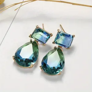 Teardrop Crystal Earrings St Patrick's Day Accessories Fine Jewelry Wedding Party Holiday Decor 1Pair